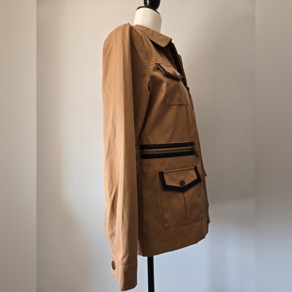 KARL LAGERGELD Tan Utility Jacket with Black Trim. Size Small - Picture 5 of 15